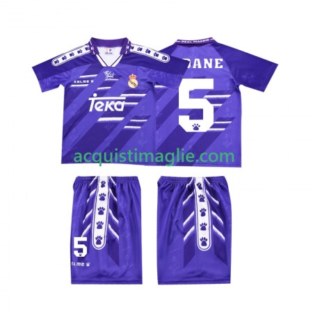 Divisa di Calcio Real Madrid ZIDANE 5 Retro Bambino Trasferta 1994 1996